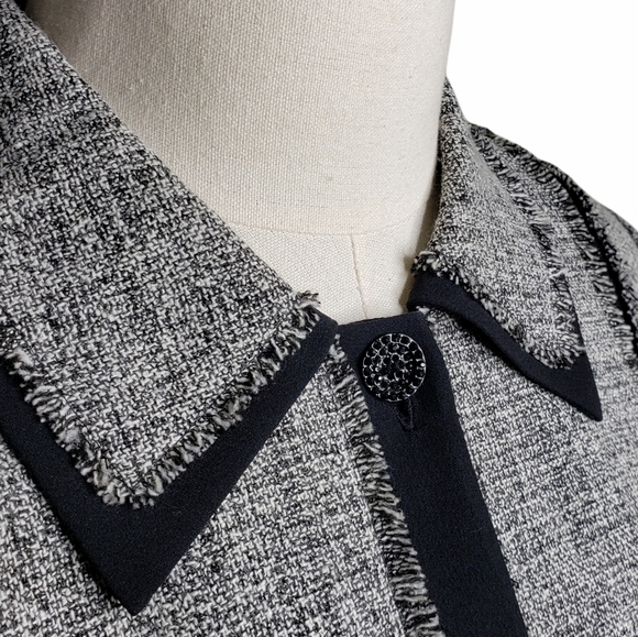 Chic Wool Blend Academia Eyelash Fringe Snap Blazer size 10 Jones NY - Picture 9 of 15